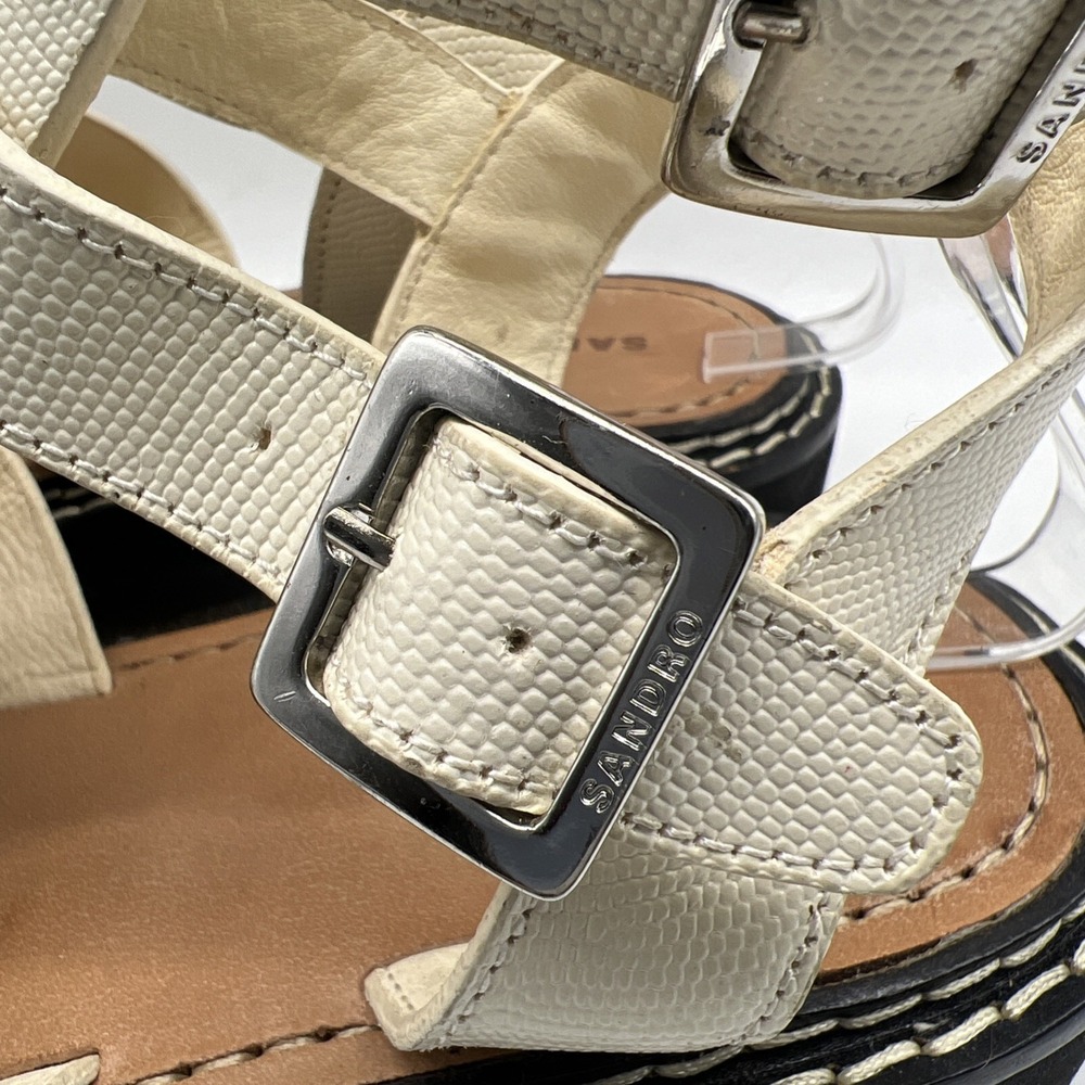 SANDRO Sandals Womens‎ 40 US 8.5 Stud Lizard Leather Gladiator RockChic - Picture 12 of 16